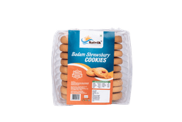 Badam Shrewsbury Cookies with rich almond flavor and delicate buttery texture, freshly packed for refined tea-time enjoyment.
