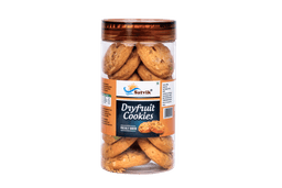 Dry Fruit Pet Jar Cookies featuring assorted dry fruit flavors and crisp texture, conveniently stored for gifting and serving.