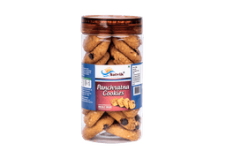 Panchratna Pet Jar Cookies with a delicious blend of ingredients and crisp texture, conveniently packed for gifting and serving.