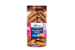 Rose Almond Pet Jar Cookies with floral rose aroma and rich almond flavor, conveniently packed for elegant serving and gifting.