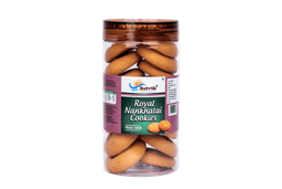 Royal Nankhatai Pet Jar Cookies with rich crumbly texture and delicate sweetness, conveniently stored for festive serving and gifting.