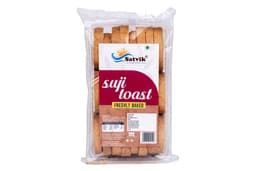 Suji Toast 200 GMS with light crisp texture and delicate semolina flavor, suitable for breakfast, tea-time and everyday snacking.