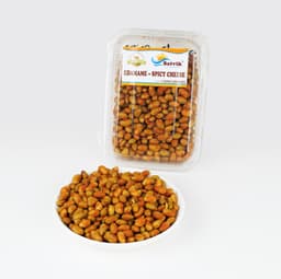 Spicy Cheese Edamame Beans 200 GMS prepared with roasted beans, cheese seasoning, and spices, hygienically packed for freshness and crunchy texture.