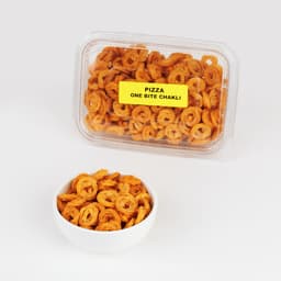 One Bite Chakli Pizza 200 GMS made with premium ingredients and pizza seasoning, hygienically packed for freshness and taste.