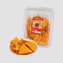 Nachos Schezwan 180 GMS made with premium corn and Schezwan seasoning, hygienically packed for freshness, crispy texture, and spicy flavor.