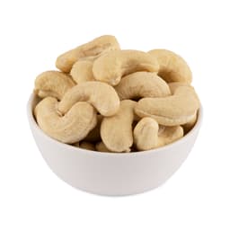 A premium bowl filled with W210 grade large cashew nuts 250 gms on a neutral background, showcasing their large size, natural colour, and superior quality.