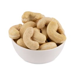 A premium bowl filled with W180 grade jumbo cashew nuts 250 gms on a neutral background, highlighting their extra-large size, natural colour, crisp texture, and premium quality.