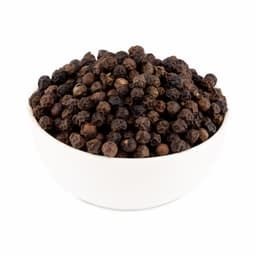 Whole black peppercorns 25 Gms in a handcrafted wooden bowl