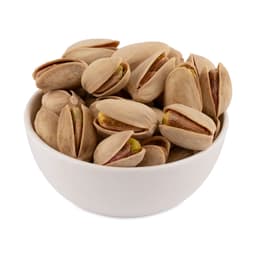 Large Salted Irani Pista 250 Gms presented in a bowl with roasted pistachios, crunchy shells, and rich flavour.